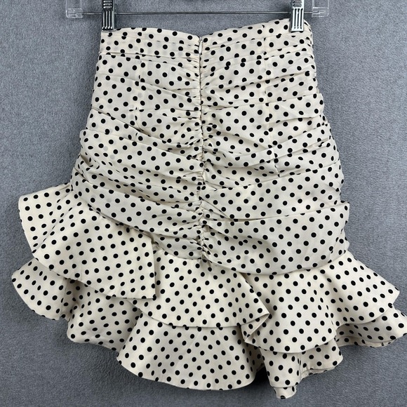 Zara Skirt Womens XS White Polka Dot Ruffle Ruched Mini Satin Lined Party NWT - Picture 8 of 10